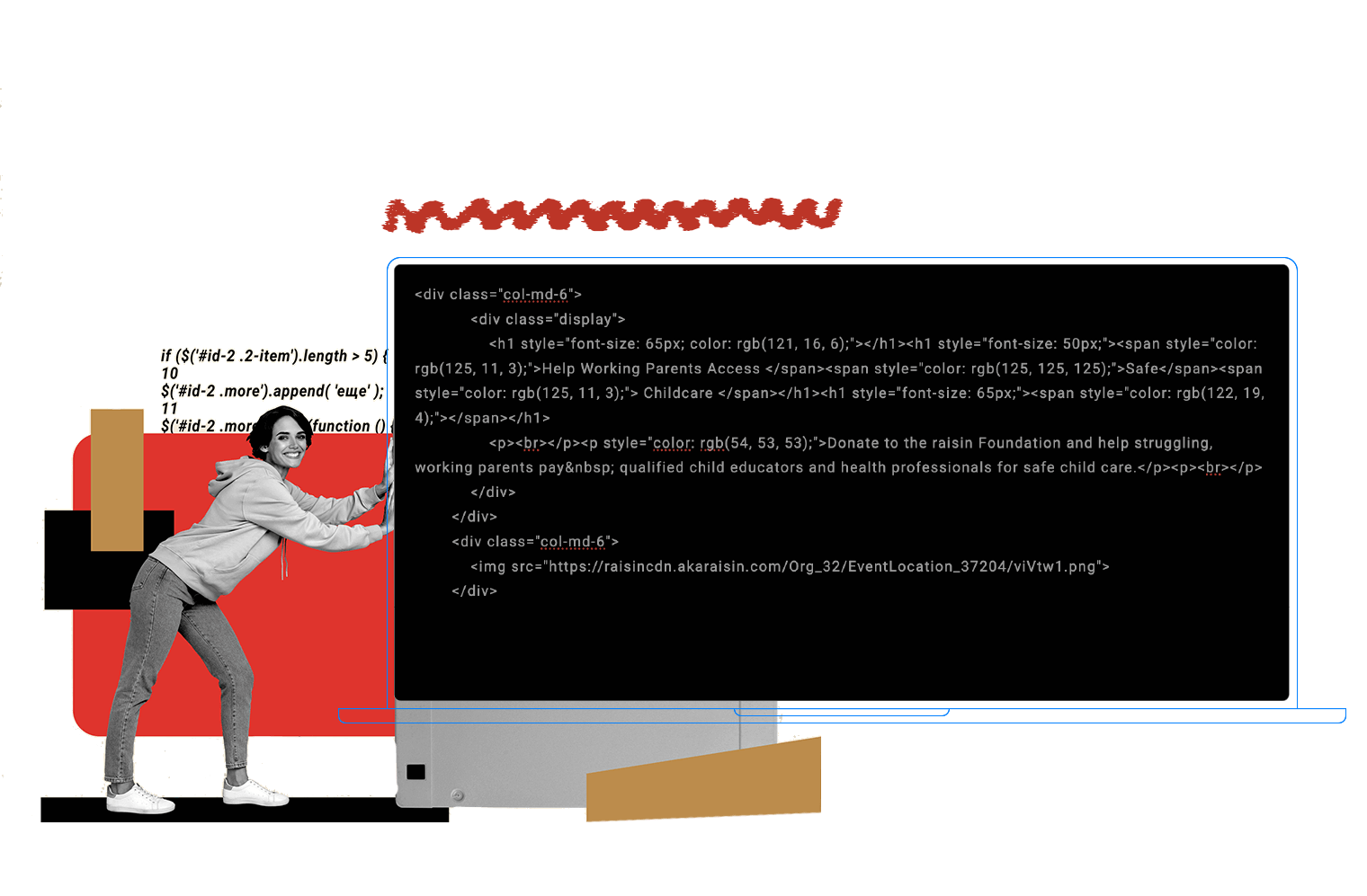 Fundraising campaign websites that give users easy access to site code for increased customization