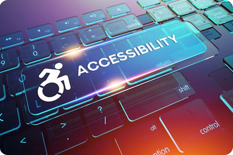 Keyboard with a large key overlaying that reads 'Accessibility"