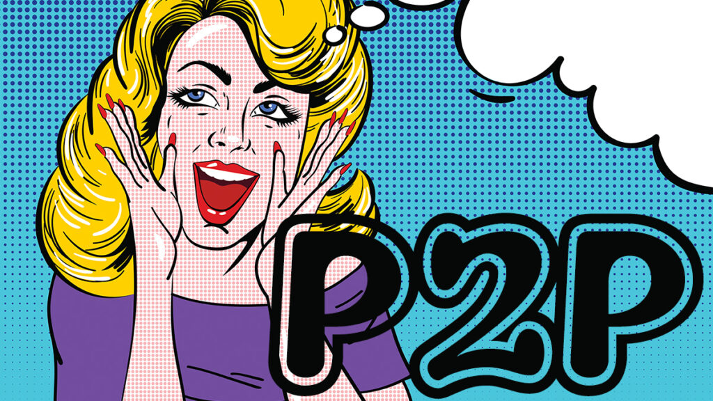 An illustration of a blonde woman with hands cupped around her mouth. Representing peer-to-peer engagement in fundraising.