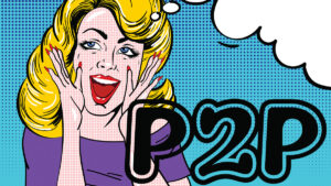 An illustration of a blonde woman with hands cupped around her mouth. Representing peer-to-peer engagement in fundraising.