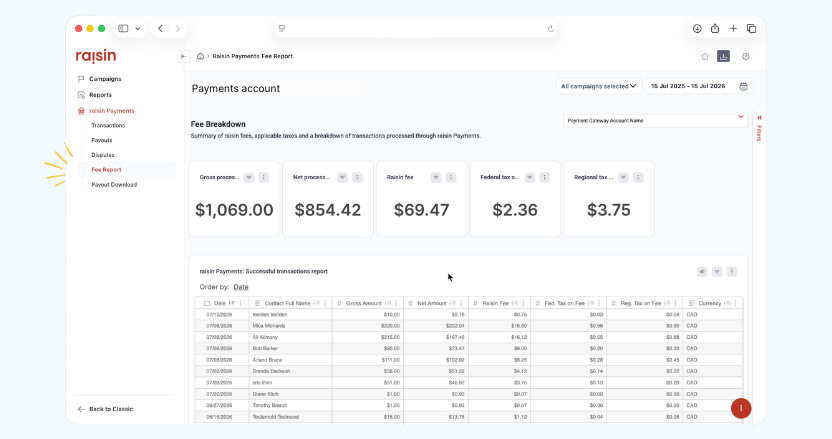 Fee Report in raisin Payments